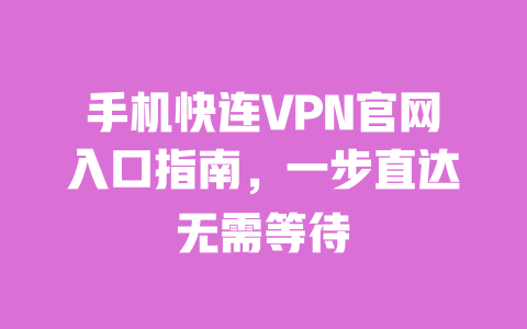 手机快连VPN官网入口指南，一步直达无需等待 一